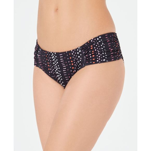 RACHEL Rachel Roy Womens Printed Ruched Side Hipster Bikini BottomBlackXL